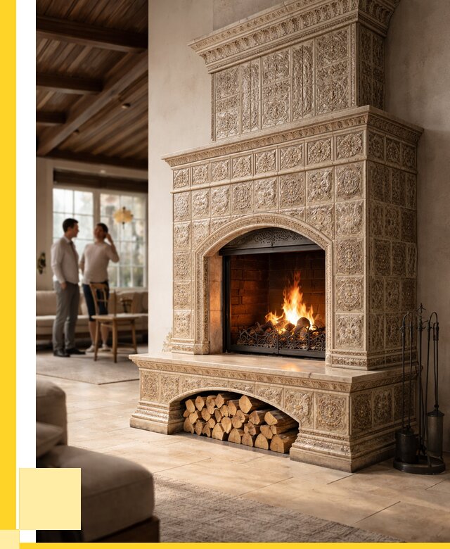 Купить изразцовый камин в Борзе от 257525 р. | ЭриданБря