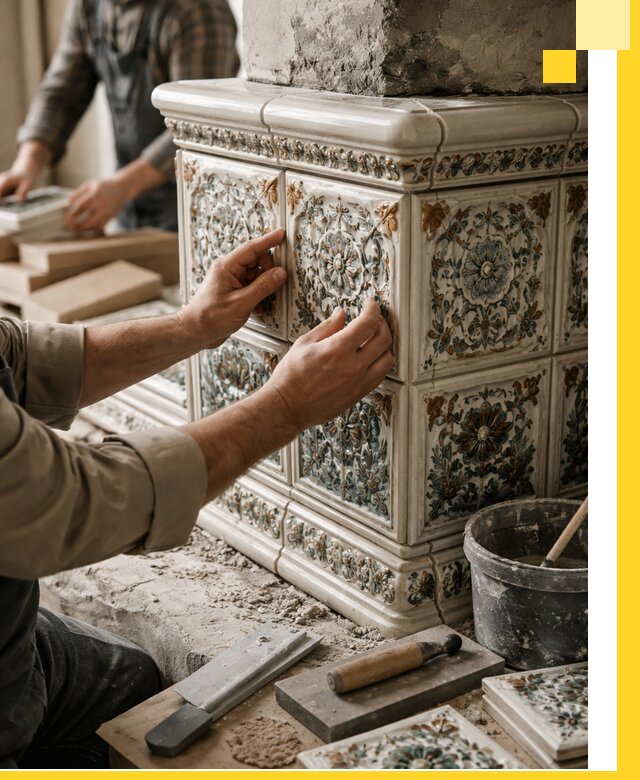 Изразцовые камины под ключ в Борзе: проект и монтаж