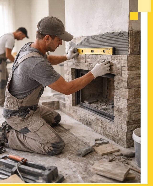 Облицовка каминов в Борзе, монтаж и отделка натуральным камнем