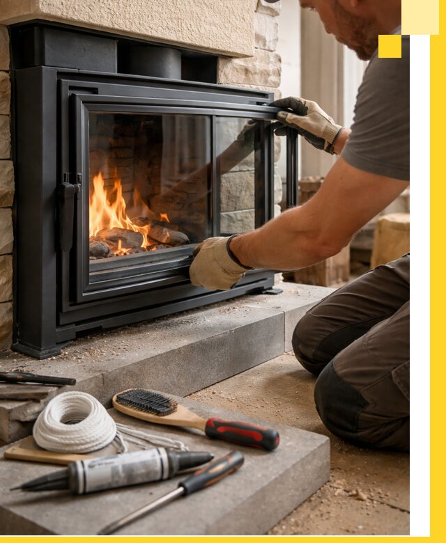 Производство, монтаж и доставка каминов со стеклом в Борзе