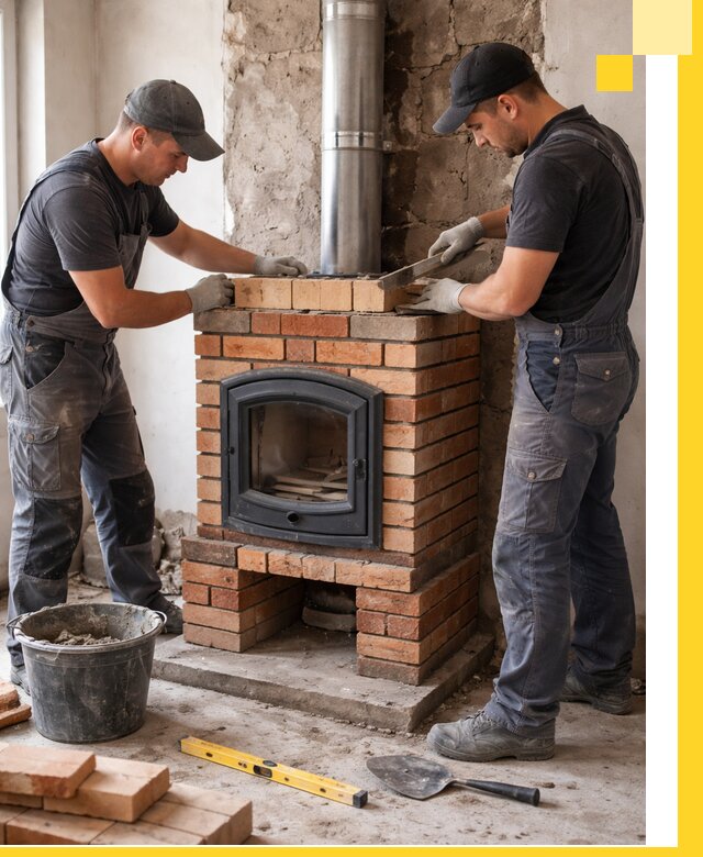 Монтаж печи камина под ключ в Борзе с гарантией и пусконаладкой