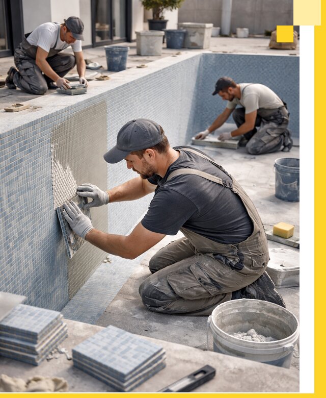 Облицовка бассейнов в Борзе плитка мозаика гидроизоляция