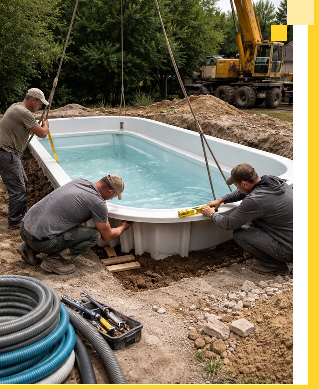 Установка и монтаж композитных бассейнов под ключ в Борзе