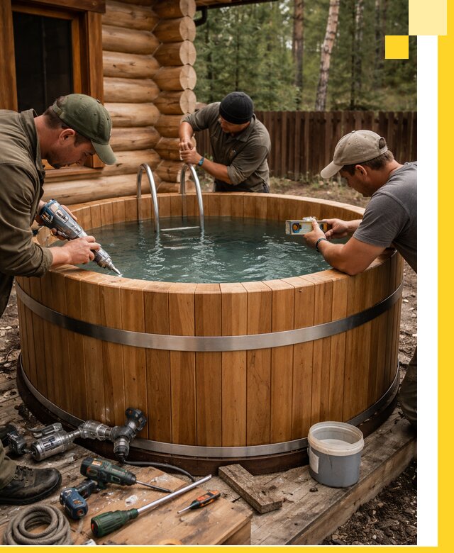 Строительство бань с купелью под ключ и отделкой в Борзе