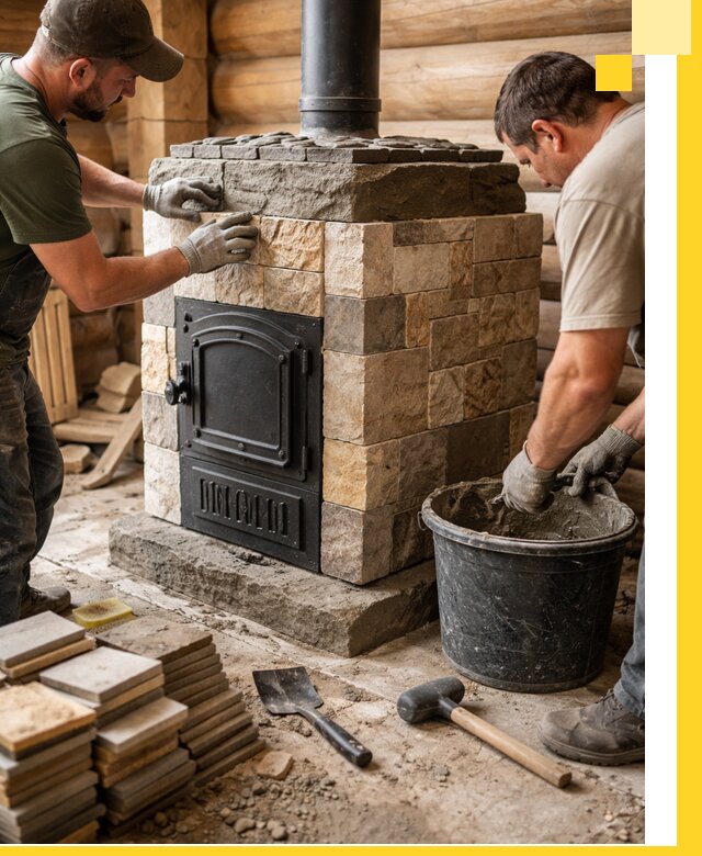 Облицовка банной печи под ключ в Борзе: камень и плитка