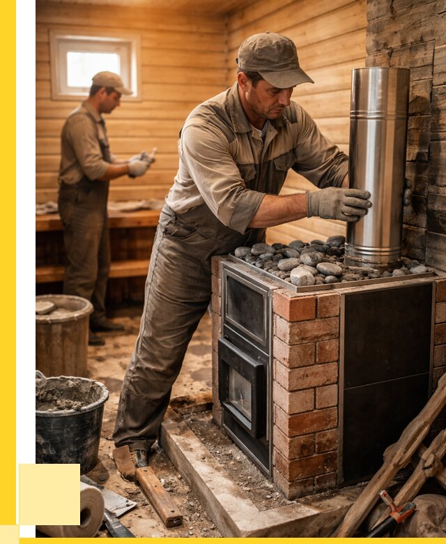 Монтаж печи в бане под ключ в Борзе от 20602 р. | ЭриданБря