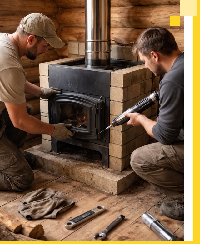 Монтаж и установка печи в бане под ключ с гарантией в Борзе