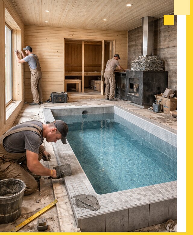 Проект бани с бассейном и сауной в Борзе под ключ