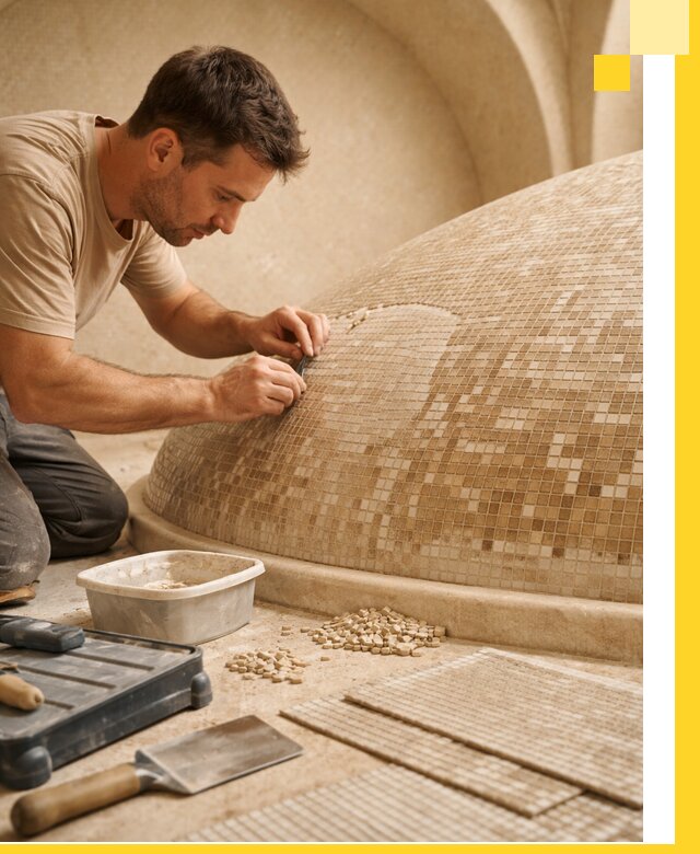 Профессиональная укладка мозаики для хамама под ключ в Борзе